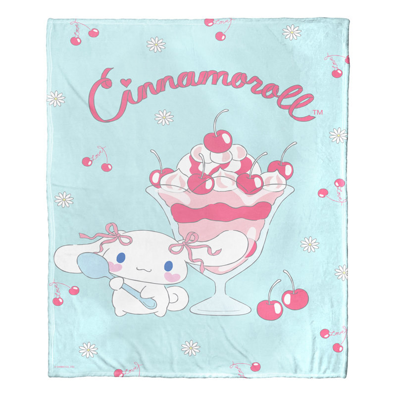 Jeté en soie Sanrio Cinnamoroll Cherry On Top, 50 x 60 po