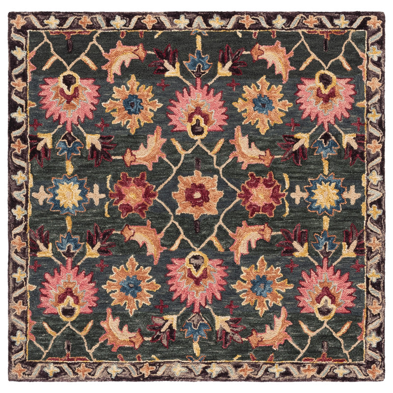 Hand Tufted Wool;Cotton Floral Indoor Rug, Rectangle 8' x 10'