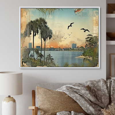 " Vintage 1920 Miami Palm Trees Beachside I "