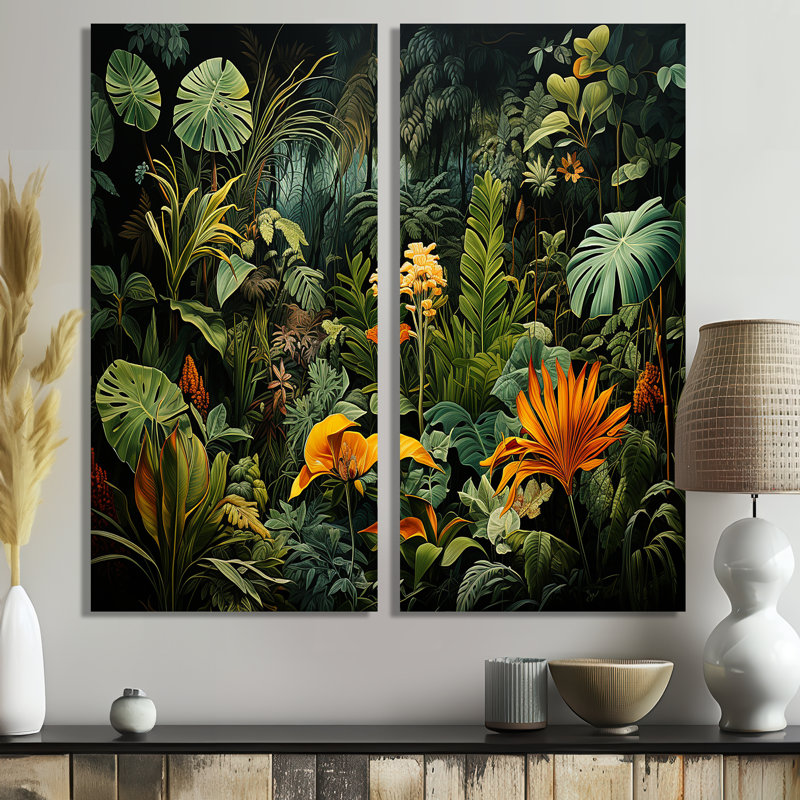 Sons de la jungle I - impressions d'art tropical sur toile, H 32 po x l 32 po, Toile tendue, Ne s’applique pas