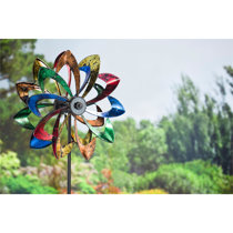 Girouette éolienne Venti en métal peint bronze globe solaire