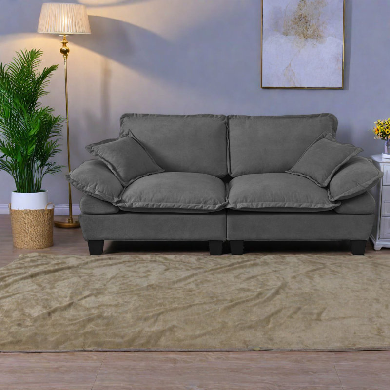 Comfort-First Sofas, causeuse moderne en chenille de 76 pouces pour petite maison