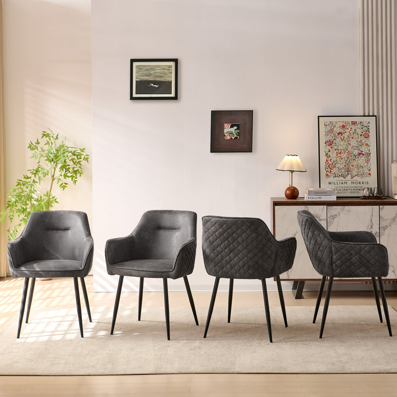 46cm H Upholstered Metal Armchair, Grey