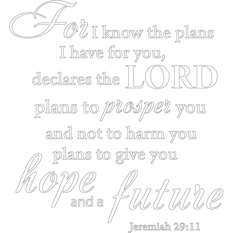 Adhésif décoratif verset biblique «For I Know the plans Jeremiah 29:11», H 20 po x l 18 po, Blanc mat