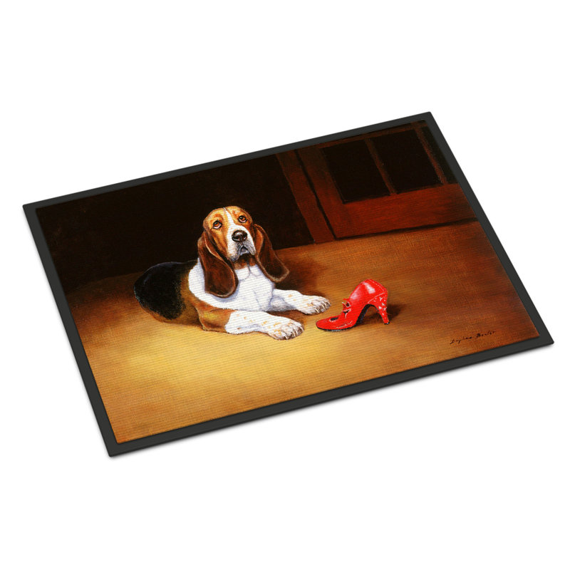 Tapis de porte d’extérieur antidérapant à chaussures basset, Rectangle 1 pi 6 po x 2 pi 3 po