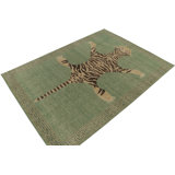Distressed Homage Hand Knotted Wool Animal Print Area Rug
