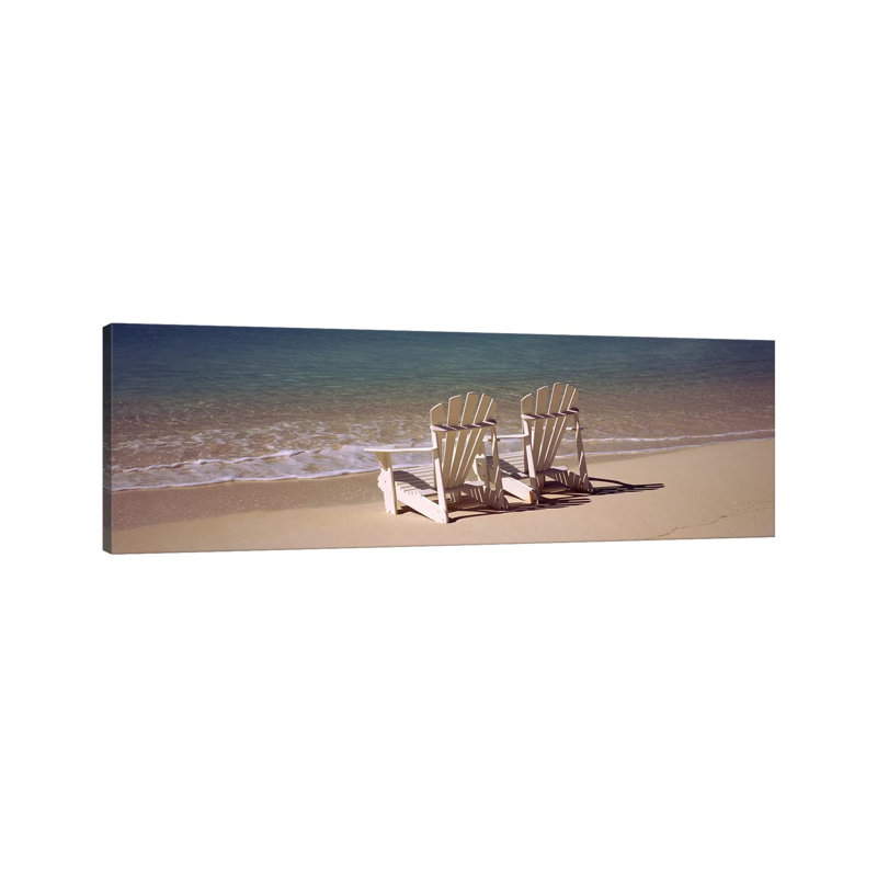 Adirondack Chair On The Beach, Bahamas by Panoramic Images - Wrapped Canvas Panoramic Print
