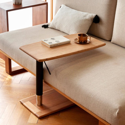 Burlywood+Black+Silver Rectangular Solid Wood+Aluminium Alloy End Table