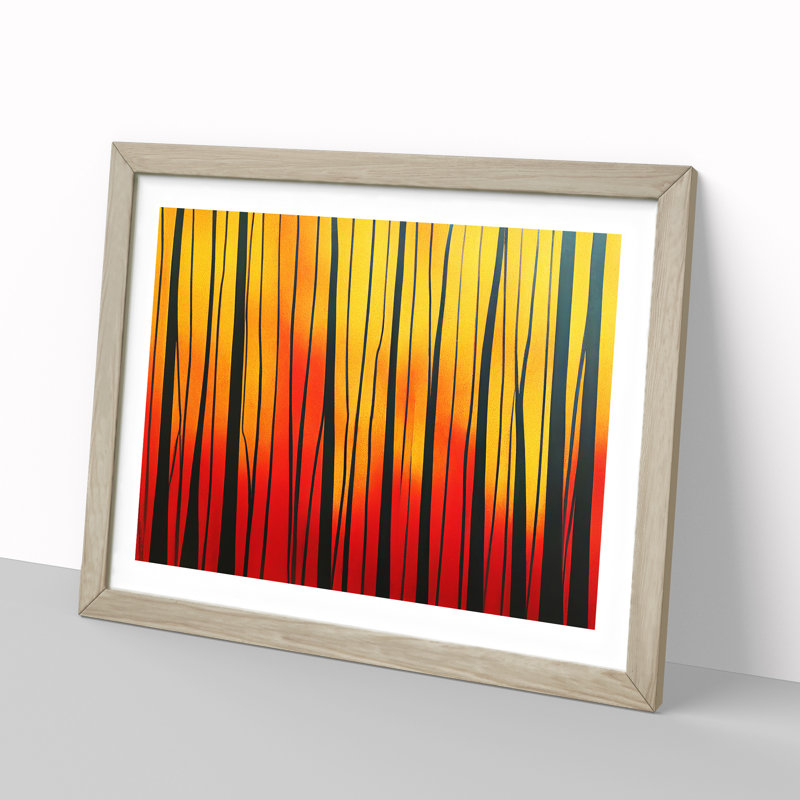 Abstract Autumn Forest Vol.2 1 Piece Single Picture Frame Wall Art, 25cm H x 34cm W x 2cm D, Oak