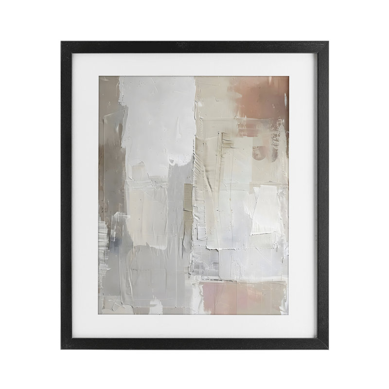 «Blue & Neutral Abstraction», reproduction encadrée sous verre, conception de Riley B, Cadre noir minuit, H 21 po x l 17 po