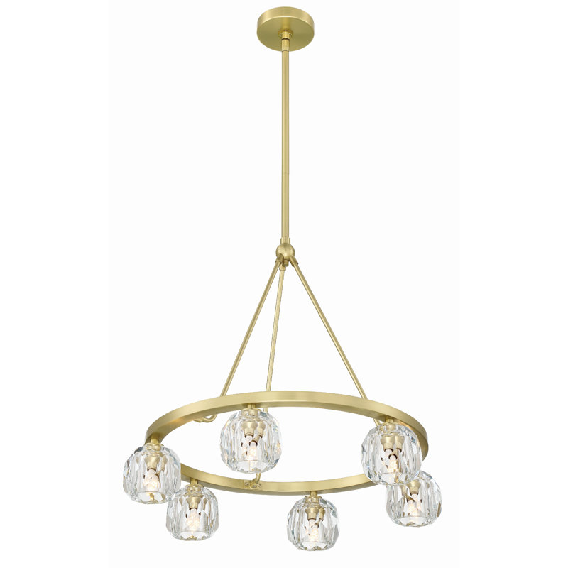 Lustre en roue de chariot à 6 lumières