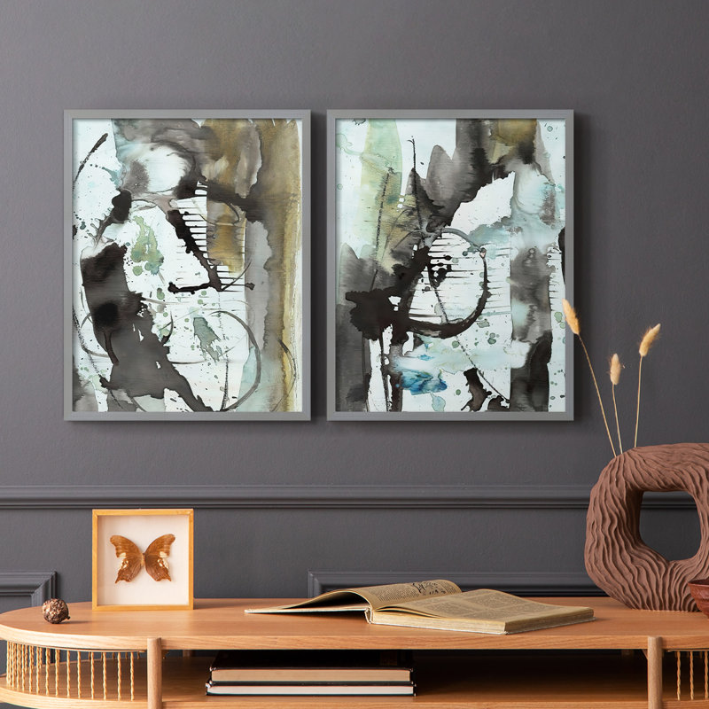 «Lyrical Abstract I», reproduction encadrée de qualité supérieure - prête à être accrochée - aucun clou requis - aucun clou requis