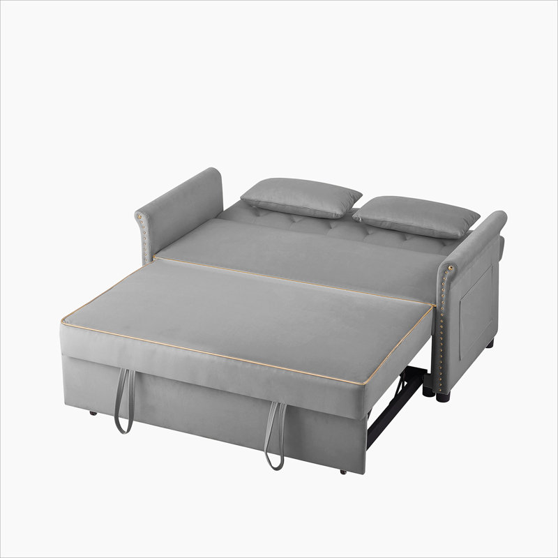 Canapé-lit en velours gris, Gris