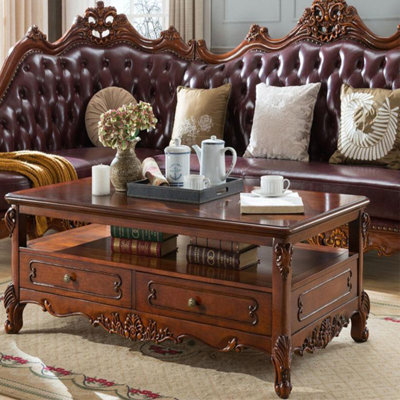 American retro carved storage coffee table