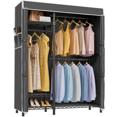  VIPEK V2C Heavy Duty Coverd Clothes Rack, Black Clothing Rack with Black Cover, Max Load 700LBS