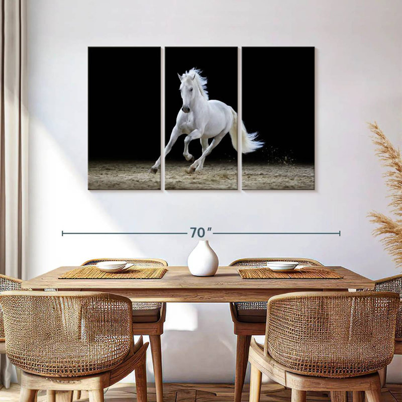 Brampt Galloping White Stallion, 36" H x 57" W