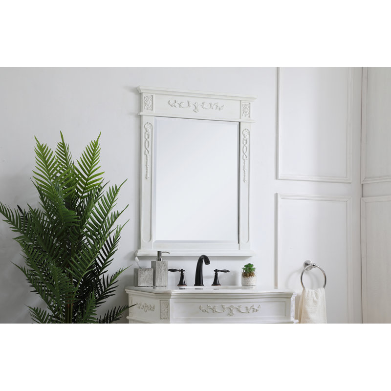 Miroir de salle de bain/meuble-lavabo traditionnel Nai, Teck, 36 po x 28 po