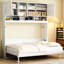 Grand lit mural blanc avec panneaux décoratifs, rangement fonctionnel et rayures de soutien de 600 lb, pour maximiser l'espace, compatible avec les matelas de 6 à 8 pouces