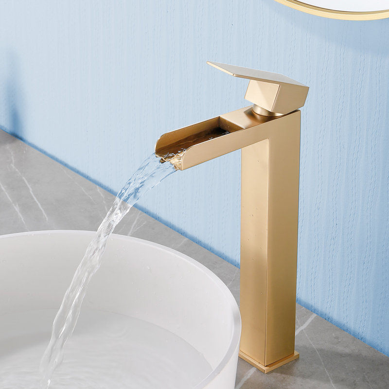 Bathroom Faucet Vessel Sink Faucet Tall Bathroom Sink Faucet With Pop-up Drain 12.4 Inch Waterfall Faucet Single Handle Faucet For Bathroom Sink 1 Hole Vanity Faucet