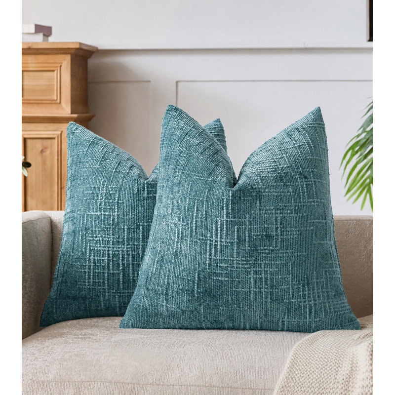 Housses de coussin en chenille texturée, Carré 20 po, Teal