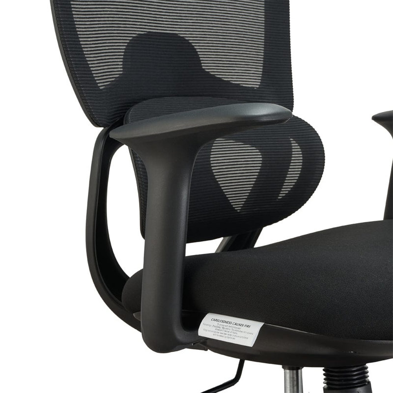 Saif Polyester Office Chair with Headrest, Black