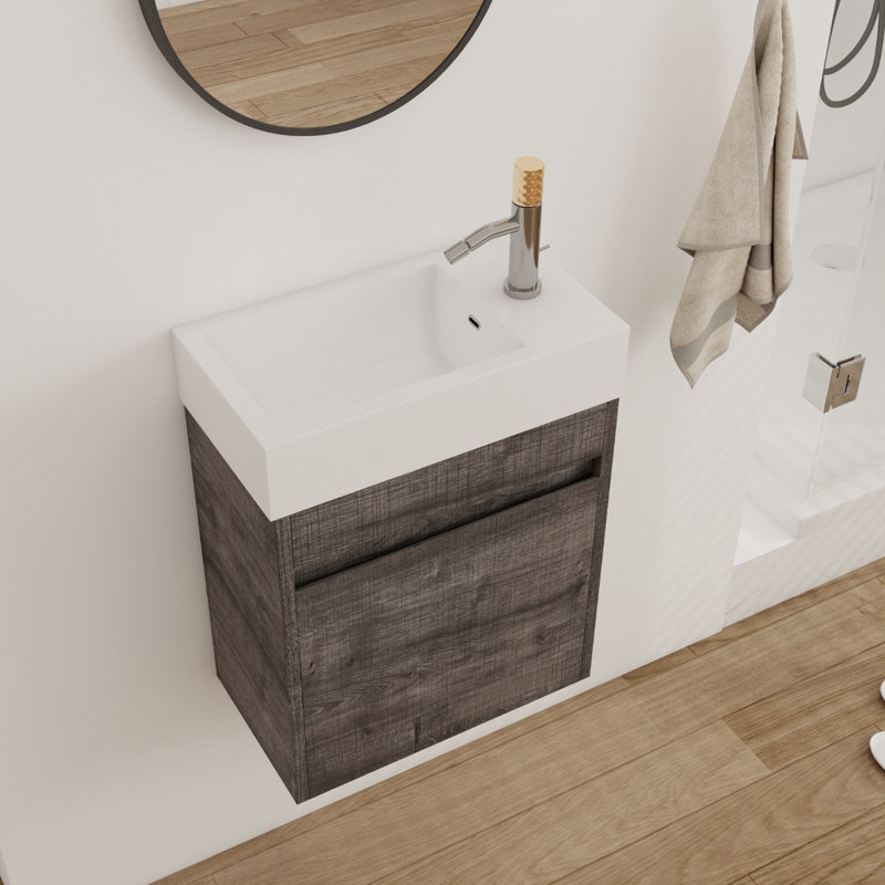 Ensemble de meuble-lavabo simple avec plateau 18,44 Taqwa, Gris