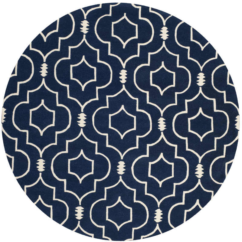 Annabelle Geometric Wool Area Rug, Round 213cm
