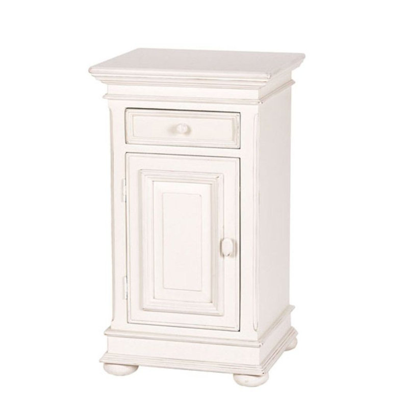 Cram 41cm W Solid Wood Bedside Table, Left Orientation, White