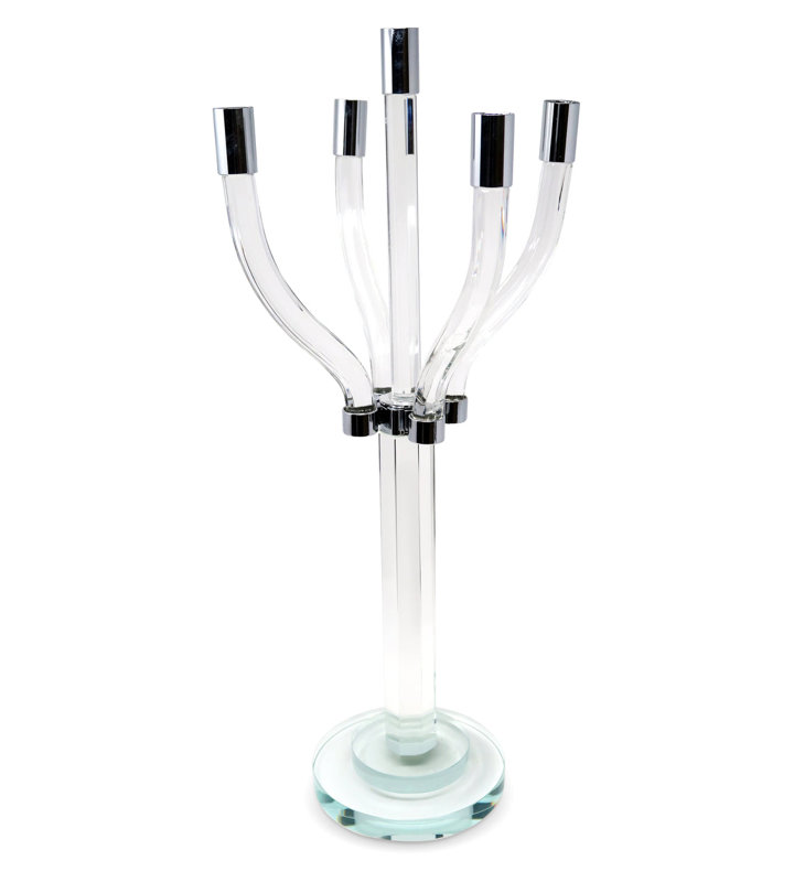 Elegant Crystal 5-Light Candelabra with Silver and Gold Tips