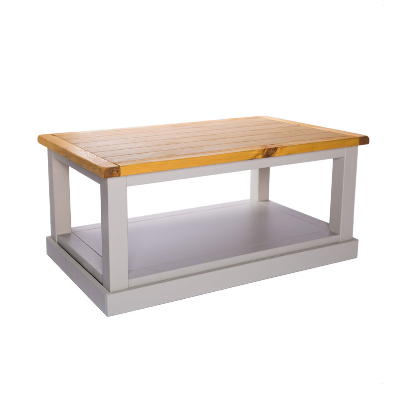 Harman Frame Coffee Table with Storage, Light Grey/Pine Top
