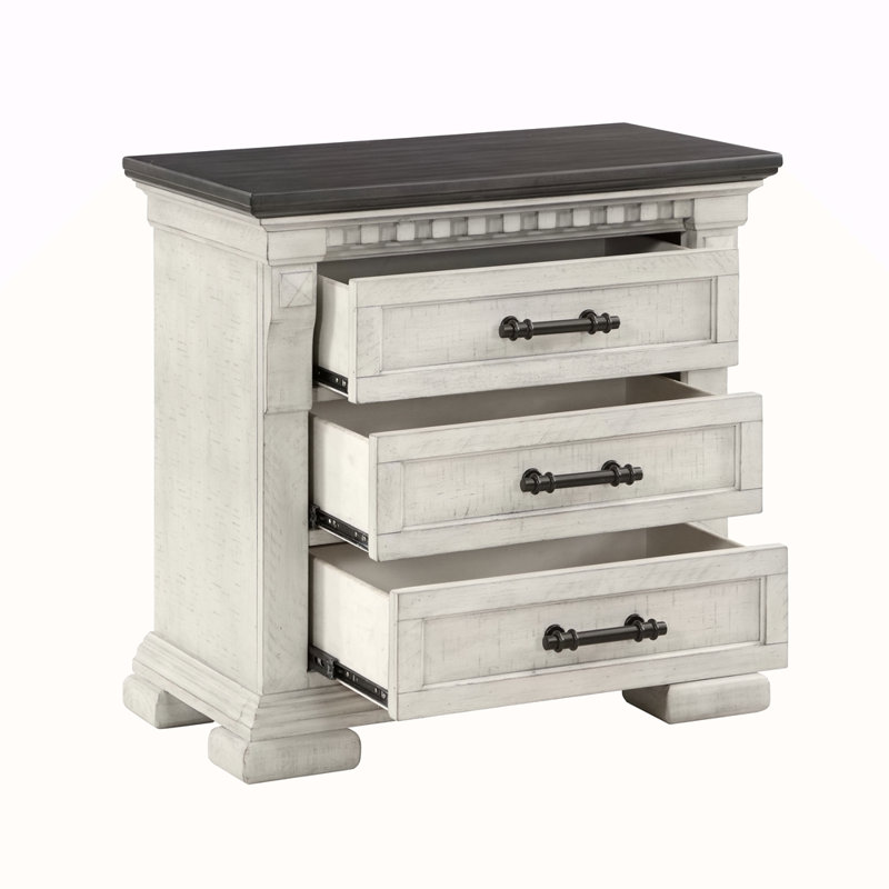 Table de chevet 3 tiroirs style transitionnel en bois