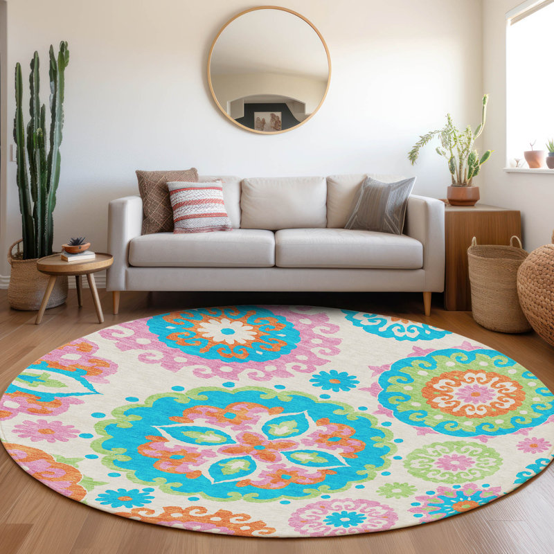  Ferrand Non-Slip Indoor / Outdoor Door Mat, Round 8'