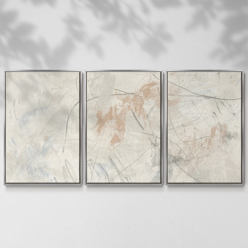 Terre Cotta Trace II - Multi Piece Framed Canvas, 40" H x 78" W, Silver Framed