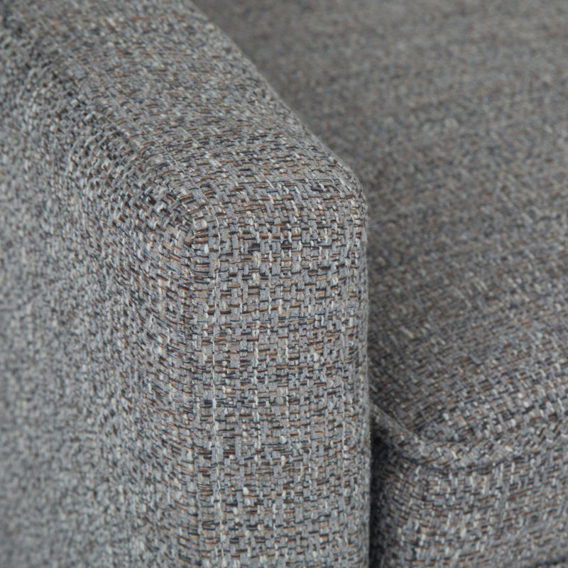 Pebble Grey Upholstered Bedroom Bench with Low Back and Swooped Arms