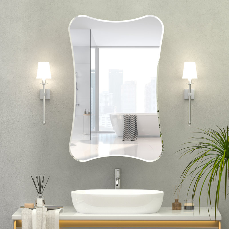 Carliee 19.7'' W 29.9'' H Wall Mounted Required Frameless Medicine Cabinet Mirror Fixed, White