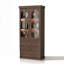 Élégante vitrine en bois avec portes et tiroirs en verre, armoire de rangement avec éclairage DEL, grande capacité et finition imperméable-121515905
