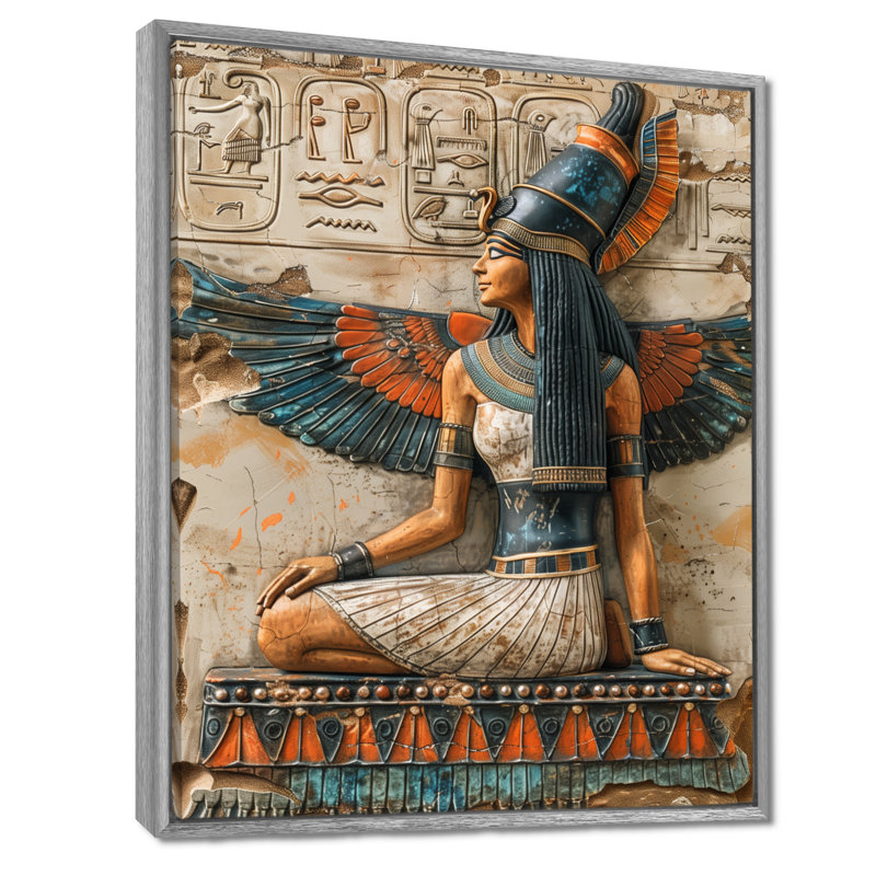Bleu et beige déesse égyptienne IV - Égypte, salon d'art mural, H 20 po x l 12 po x P 1 po