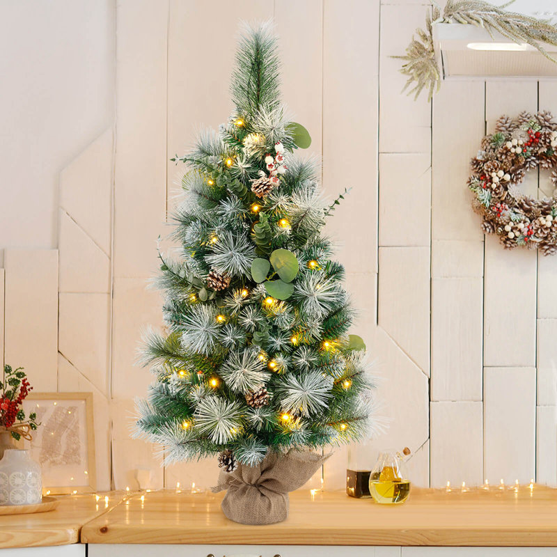 2 Pcs 3 Ft Artificial Christmas Tree With 98 Branch Tips Pine Needles Leaves