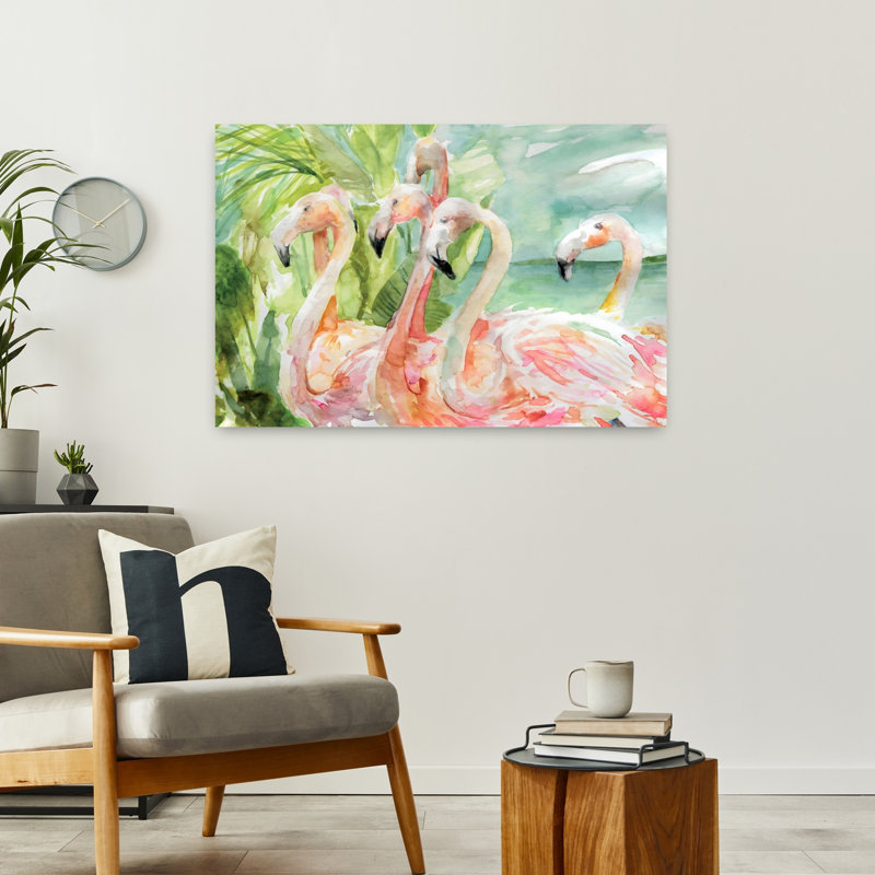 Art mural de plage rose avec dames élégantes et vibrantes, H 36 po x l 24 po