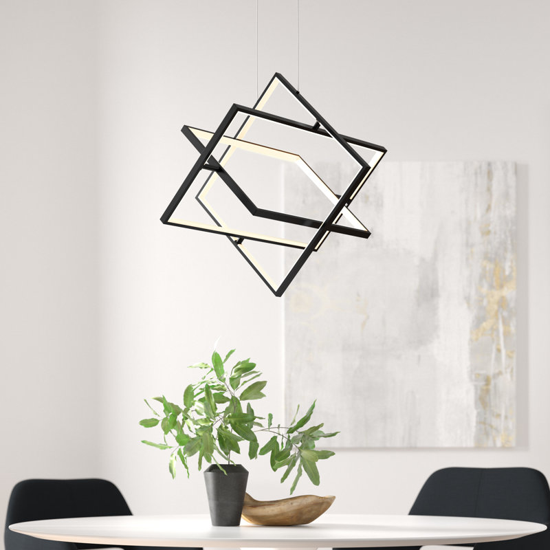 Columbus 19.69" W 3-Light Integrated LED Dimmable Chandelier with Adjustable Height