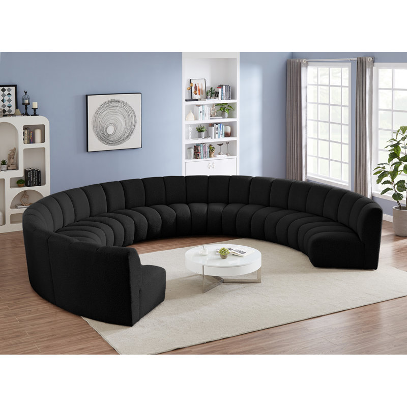 Canapé modulaire de coin Infinity de 183 po de largeur Infinity, Tissu bouclé noir