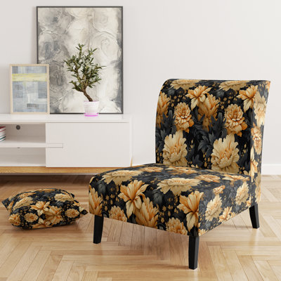 Dakota Fields Yellow Hydrangea Flower Damask Dream Upholstered