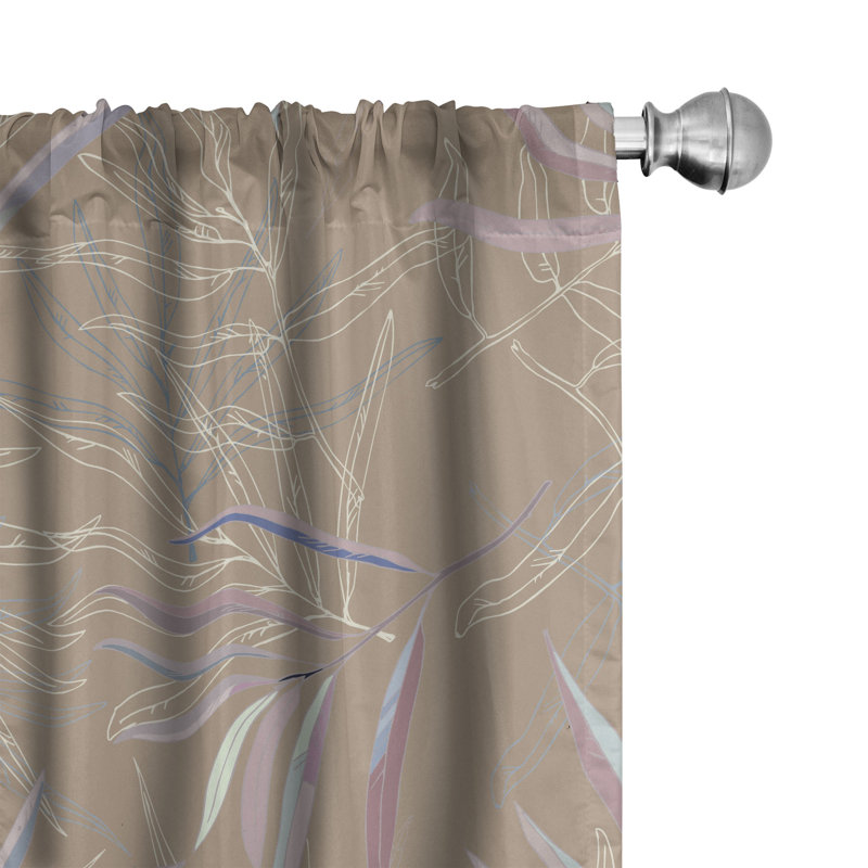 Pale Lilac and Khaki Microfiber Semi Sheer Curtain Pair