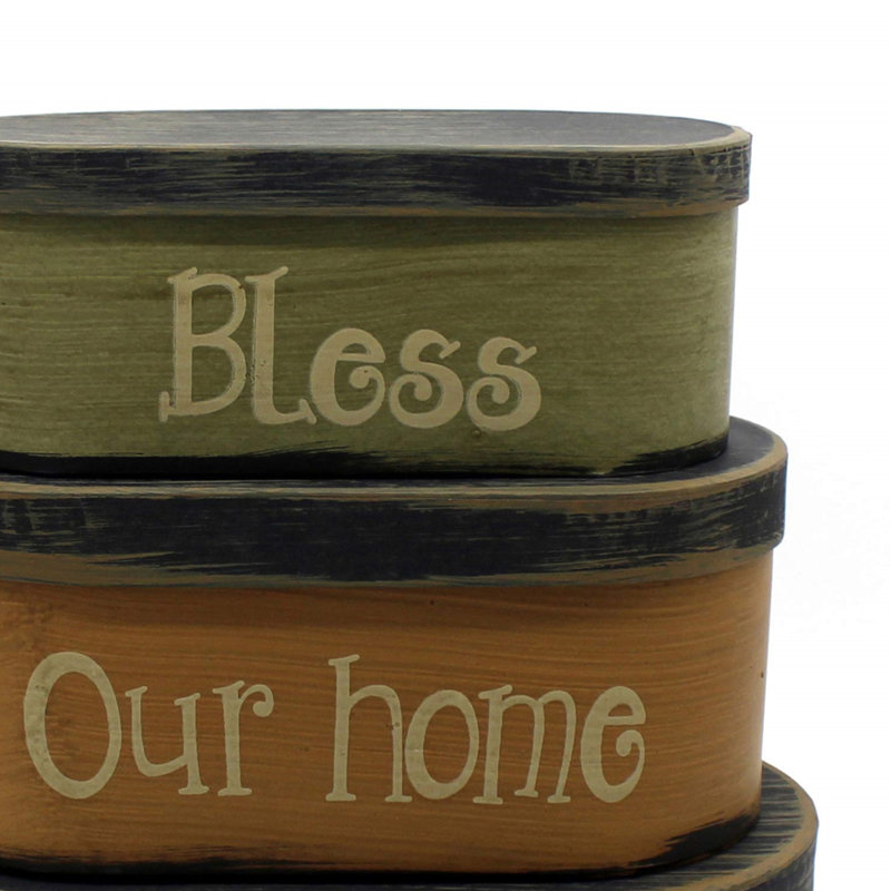 Oval Rustic Vintage Cardboard Nesting Boxes Set of 3