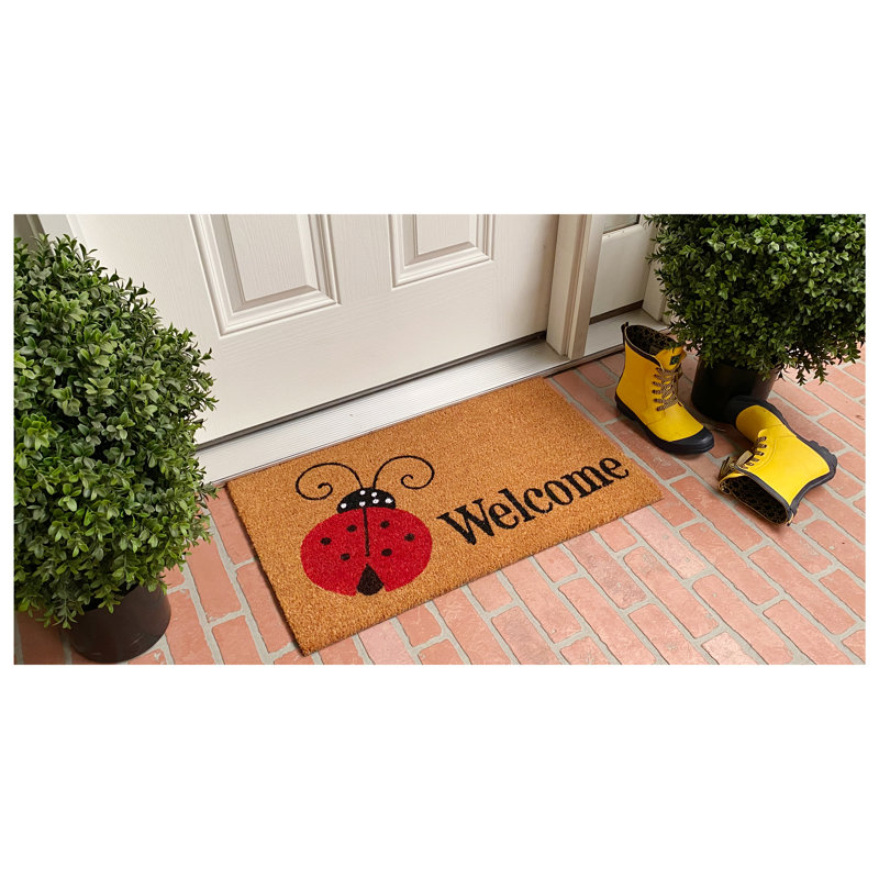 Ladybug Welcome Doormat 17" x 29", Rectangle 1'5"  x 2'5"