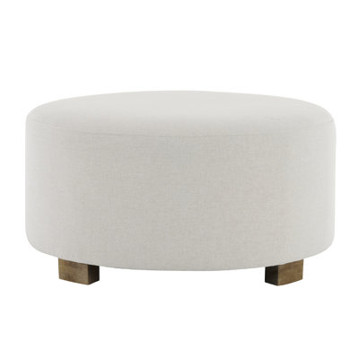 White Fabric Round With High - Quality Rubber Wood Legs, Modern Design For Primary Living Space, Quiet Non Slip Feature, Easy Maintenance To Maintain