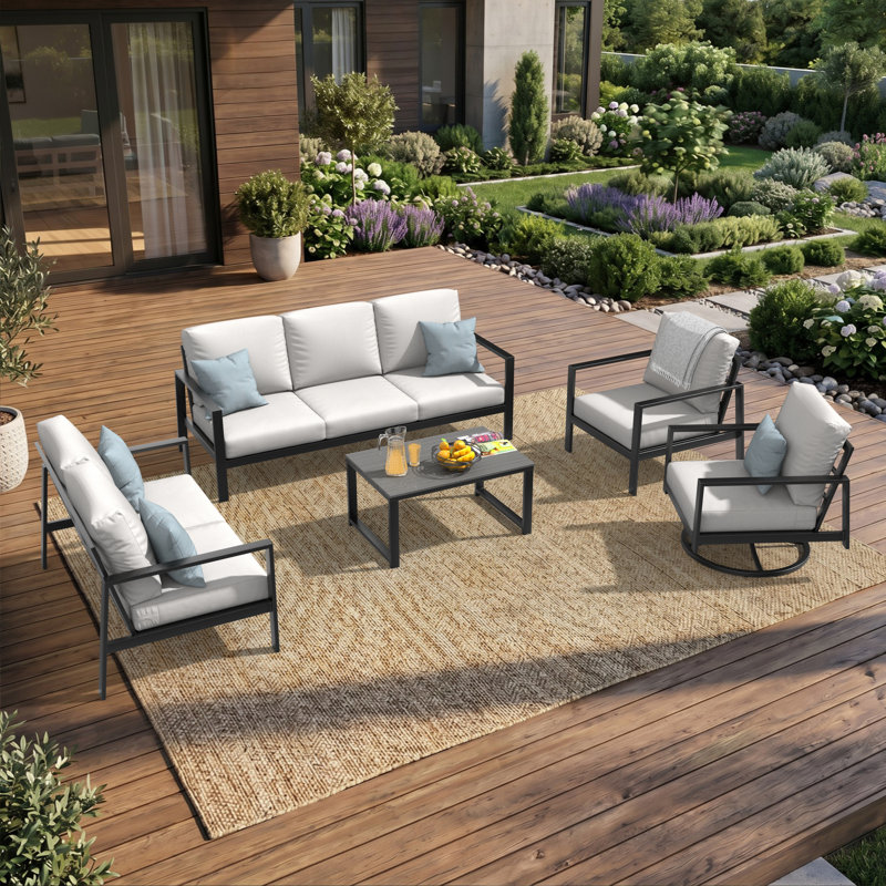 Ensemble de conversation Townsend avec coussins Sunbrella®, Tissu naturel Sunbrella®, Gris