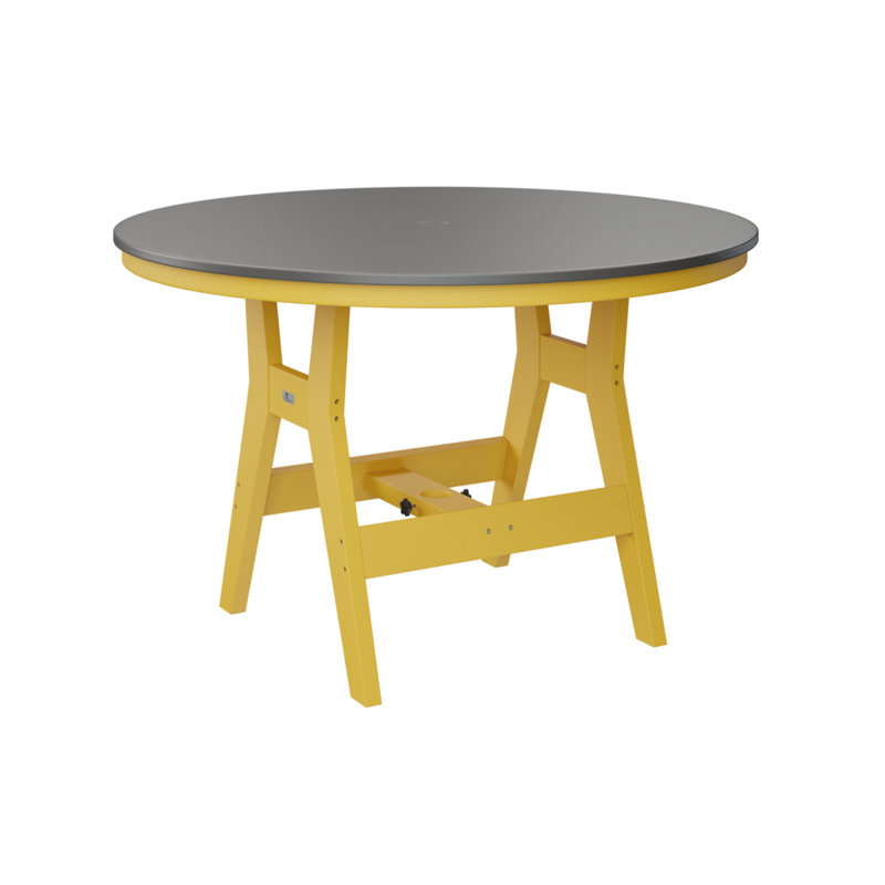 Table de salle à manger Harbor, Jaune soleil levant, H 30,37 po x l 48 po x P 48 po, Acier inoxydable martelé
