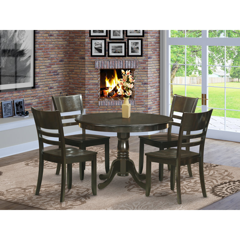 Maffra Rubberwood Dining Set, No, 5 Pieces: Table, 4 Chairs, 30" H x 42" W x 42" D