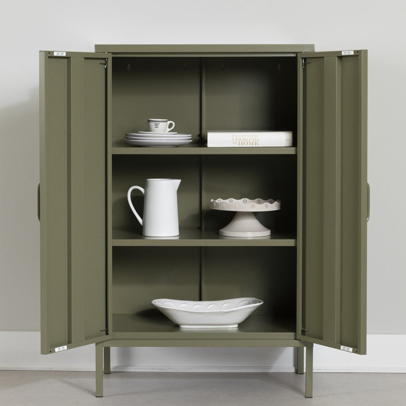 Black Metal Adjustable Shelving Kitchen Pantry Cabinet